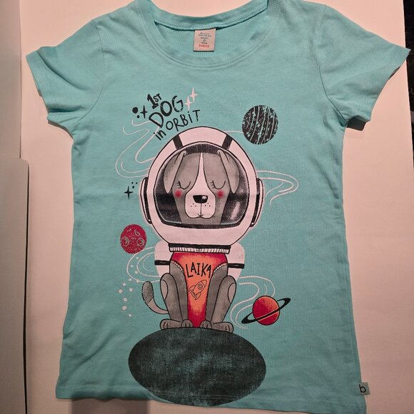 Never Worn! BOBOLI GIRLS BLUE DOG ASTRONAUT T-SHIRT - Picture 2 of 5